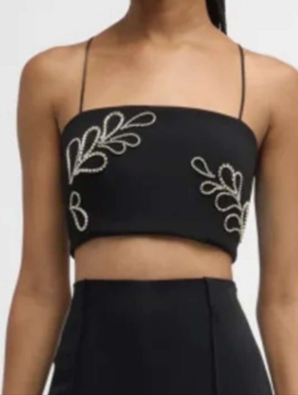 Cinq à Sept  Rhinestone Paisley Nikki cropped top, Black Size Large(Retail $265)